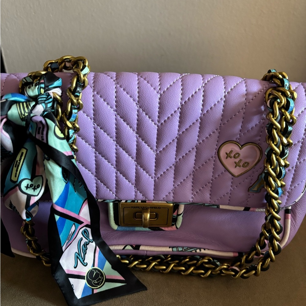 Karl Lagerfeld Quilted Lavebdar Chain Strap Bag